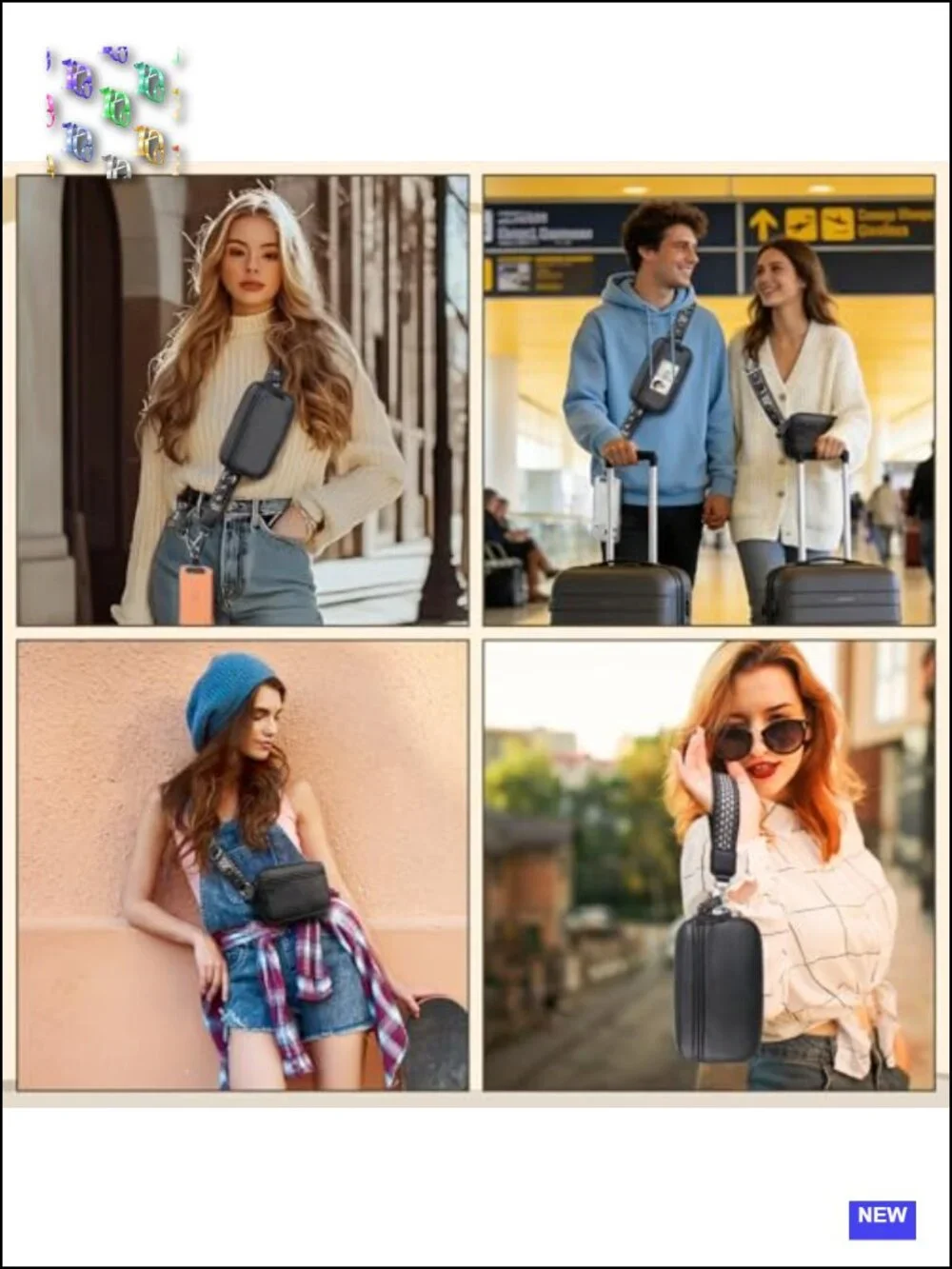 Phone Lanyard Crossbody with Detachable Leather Wallet, RFID Anti-Theft,